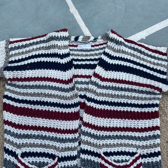 White Red Blue Korean Striped Knit Shrug, Long Shrug - Picture 11 of 12